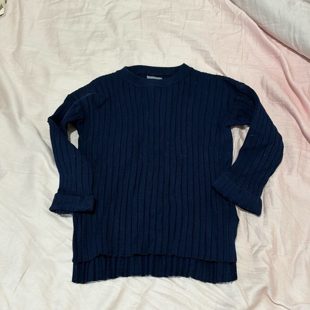 Zara 5 perfect hard to find navy blue hi low hemline sweater nwot viscose nylon